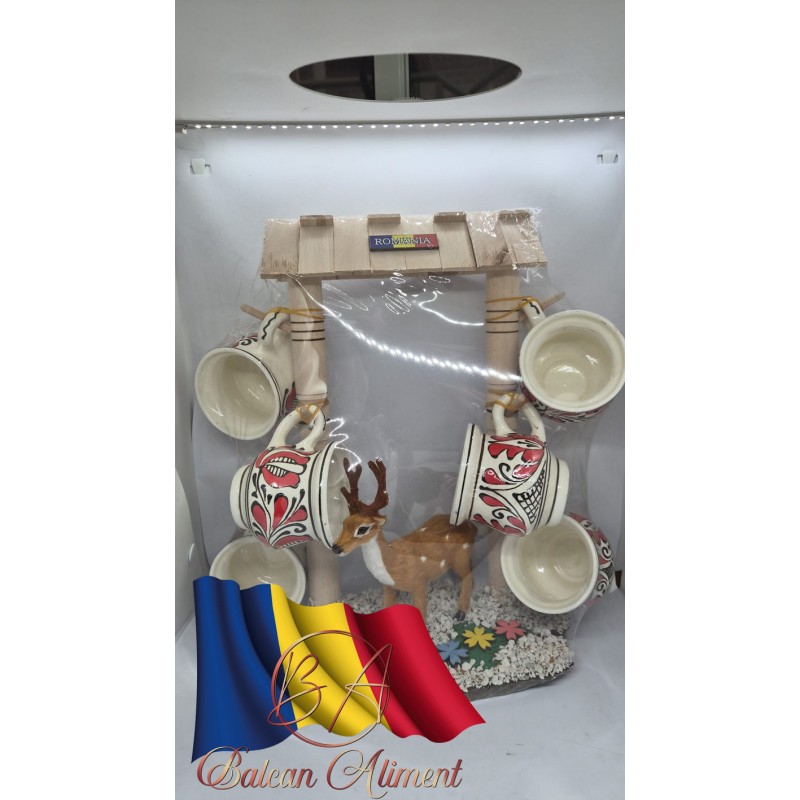 SET SASE CANI CERAMICA CU SUPORT 