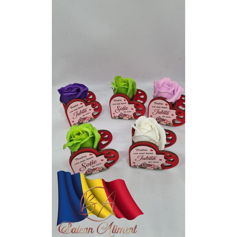 MINI CUTIE DIN LEMN CU TRANDAFIR 